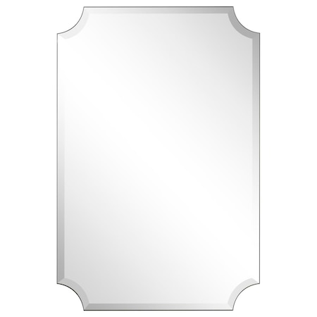 Sekkusu Furniture 24 x 36 in. Frameless Rectangle Scalloped Beveled Wall Mirror - 1 in. Beveled Edge SE2573396